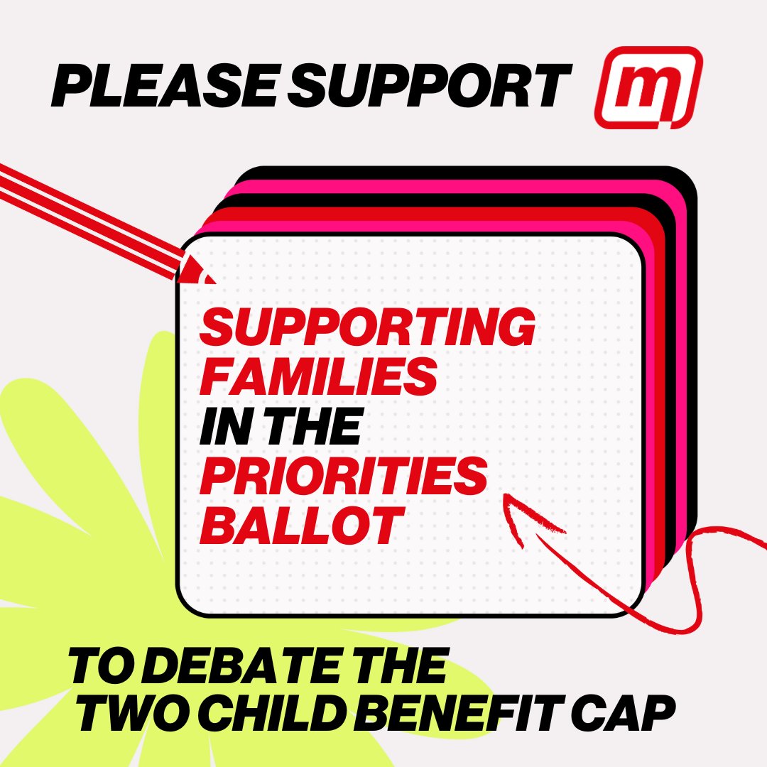 Motions calling for an end to the two child benefit cap have been put in a new category, ‘Supporting Families’, in addition to the existing one, ‘Child Poverty’.

We're calling for delegates to vote for 'Supporting Families' to force a debate on the key issue.

#LabourConference