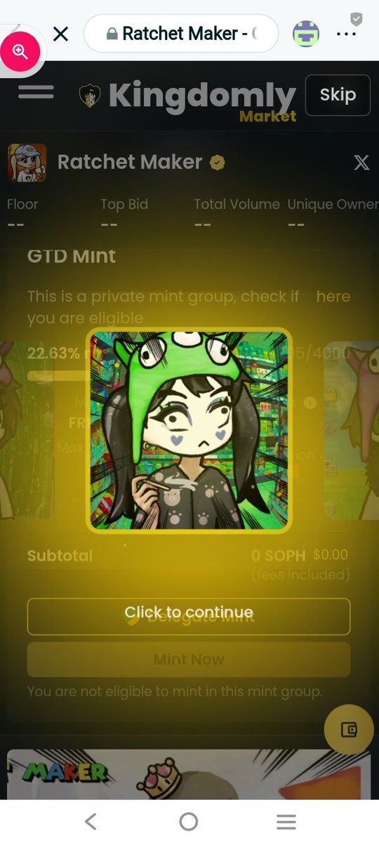 Free mint on @sophon
literally didn't even spend for the gas fee — $0!

Secured my 1 GTD mint on <a href="/RatchetMaker/">Ratchet Maker</a>! Thanks! lfggg 🔥

Waiting on second phase of minting! Waaaaaah! 🗣️

Thanks to the very artist of these creation stuffs — the legend <a href="/artnesh/">Artnesh</a> 🖼️🖌️

🙇❤️