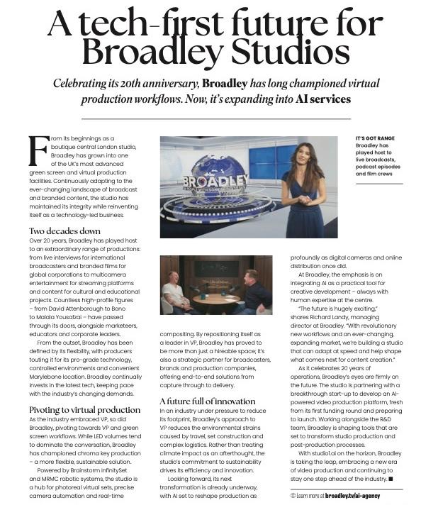 We’re featured in Definition Magazine as we wrap 20 years of Broadley Studios. Virtual Production, Green Screen and AI workflows. The next chapter is already here. Read it here: online.bright-publishing.com/view/703448226…
#BroadleyStudios #VirtualProduction