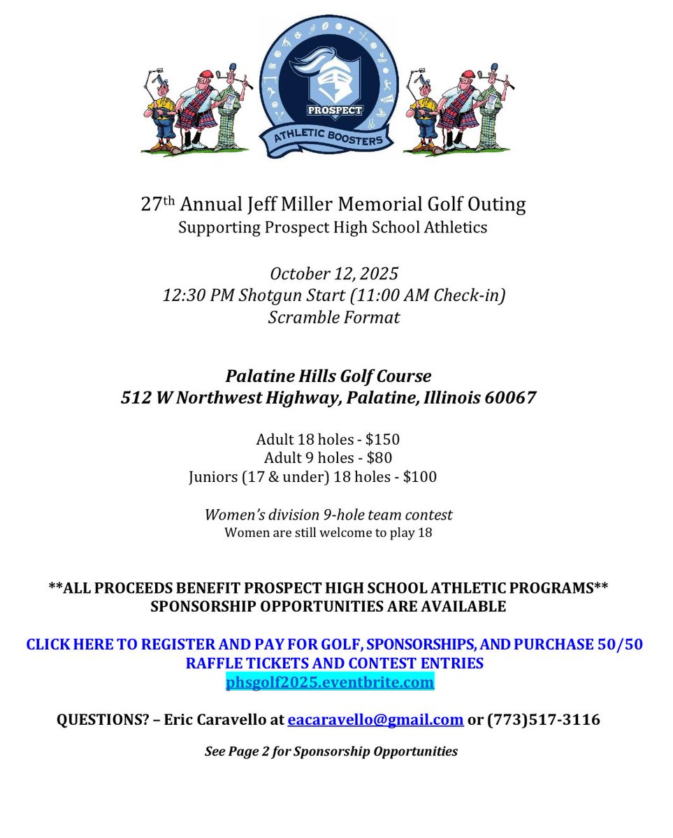 ProspectGGolf's tweet image. Please consider participating in the Booster Club Golf Outing on 10/12! They do an excellent job of supporting our programs!! ⁦@PHS_A_Boosters⁩
