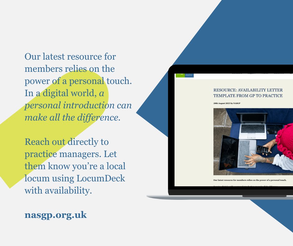 Want to connect with more local practice managers and partners? Our latest members-only resource is a template letter for you to share with local practice managers, to connect with and introduce yourself.

Live now: nasgp.org.uk/resource/gp-av…

#TeamGP