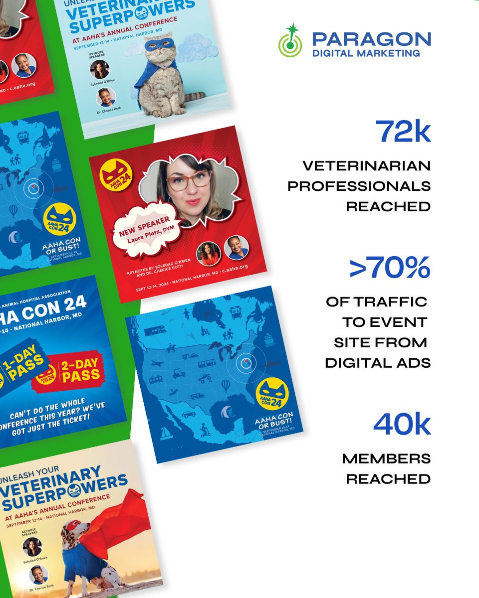 When the American Animal Hospital Association needed to re-energize their annual conference, we stepped in. Through a mix of #paidads, targeted messaging, and refreshed #digitaltactis, we boosted awareness, registrations, and excitement around the event: paragondigital.com/our-work/confe…