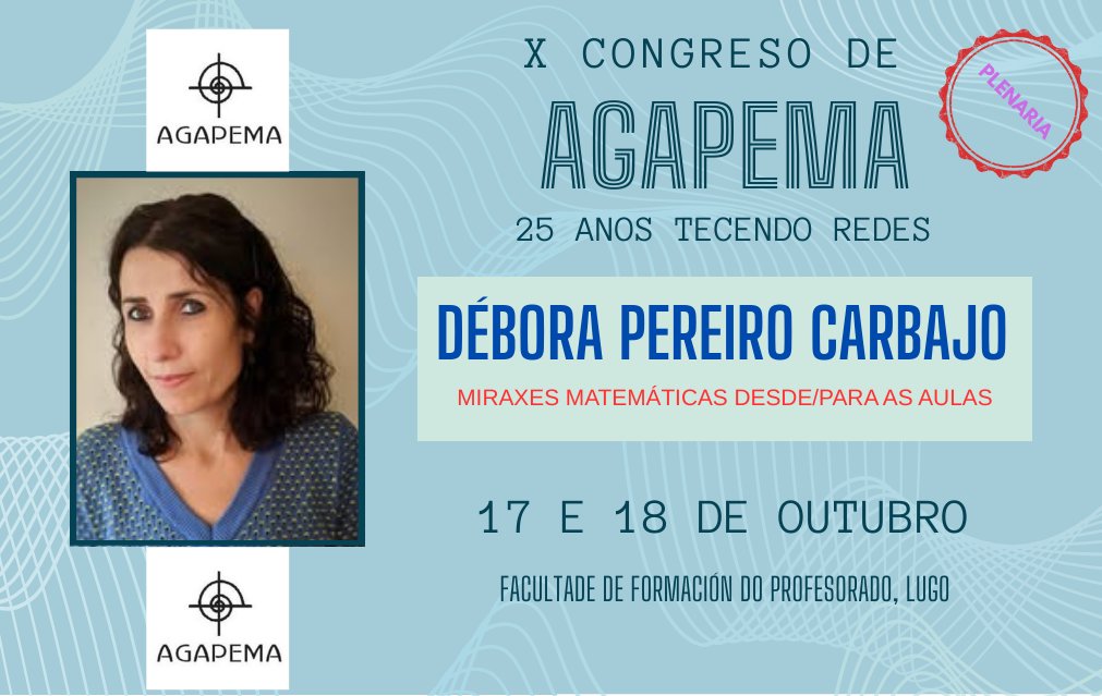 📢📢Teremos a <a href="/debora_pereiro/">Débora Pereiro</a> nunha das conferencias plenarias... e xa temos título para ir facendo a boca auga🤤🤤
#congresoagapema #educacionmatematica #outubro #lugo