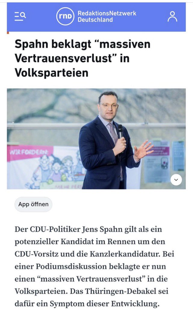 Der Typ, der VIER große Skandale (Villakauf, das Spendendinner, die Maskendeals sowie die Richterwahl) im Gepäck hat, beklagt massiven Vertrauensverlust.

Das kannste dir nicht ausdenken.