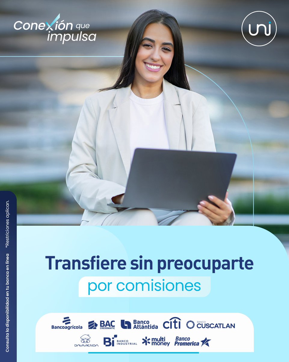 Con UNI, transfiere sin preocuparte por los costos adicionales. Tu dinero, en su totalidad, llega a su destino.​

Recuerda, fácil, rápido y seguro con UNI.