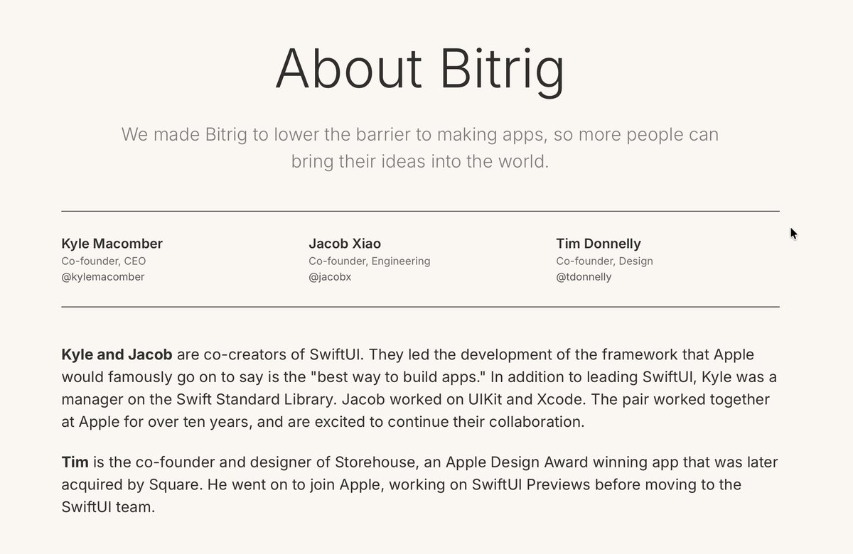 strrlthedev's tweet photo. 刚发现 Apple SwiftUI Team 的人出去做了个 vibe coding 产品叫做 bitrig; (我说这个视频里这个人这么眼熟

生成代码后, 直接在 app 里解释执行, 达到类似于 web 预览的效果

原来 Swift / SwiftUI 还可以做到这样的... https://t.co/XS2s0ybBgL