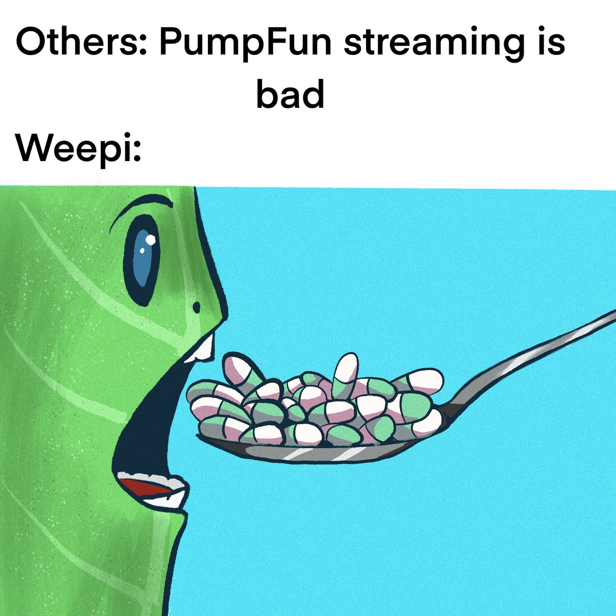 Tomorrow we go live again!
$weepi can’t stay away from the streams.

Tag in the comments who you want <a href="/axisthegiant/">axis</a> to cook something custom for on stream.