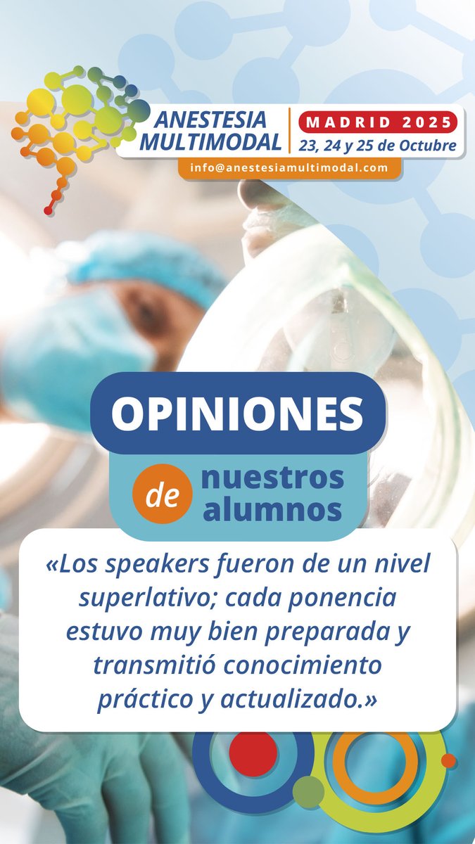 AnestesiaMulti's tweet photo. Anestesia Multimodal vuelve en 2025 con una edición presencial imperdible!

💡 Conoce las últimas tendencias en anestesia: TIVA-TCI, monitorización cerebral, anestesia regional ecoguiada y más.

🔗 Más info e inscripción: https://t.co/ClrCidiXV9 https://t.co/0aj2zWfL6D