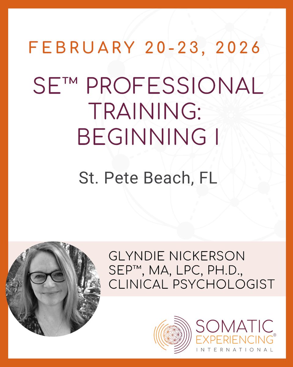 Somatic_Exp_Int's tweet image. Apply to the Somatic Experiencing Training Program: traumahealing.org/ApplyHere
Ready to Register? Follow the Link Here: traumahealing.org/BeginnigIStPet…
#somaticexperiencing #traumahealing #therapists #professionaldevelopment #somaticexperiencinginternational #training #community #joy