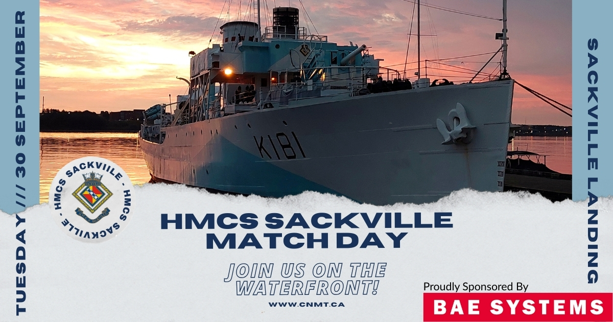 HMCSSACKVILLE1's tweet image. Thanks to our sponsor, BAE Systems, every dollar you spend on board September 30th in admissions, gift shop purchases, or donations will be matched - doubling your impact!

Come aboard and show your support for the preservation of HMCS Sackville.

Photo Credit
- Doug Struthers
