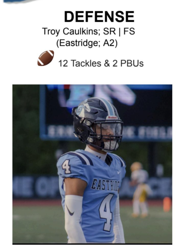 Week 3 defensive player of the week <a href="/EridgeFootball/">Eastridge Football</a>