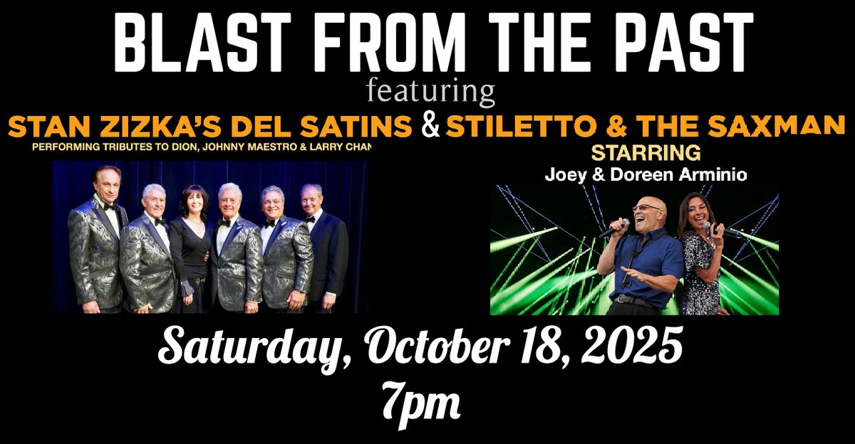 The legendary Stan Zizka’s Del Satins are bring their incredible tribute to Dion, Johnny Maestro, and Larry Chance to The Theater at North in Scranton on Saturday, October 18th at 7pm. Tickets are $34-$39 and can be purchased online at thetheateratnorth.org or at the box office