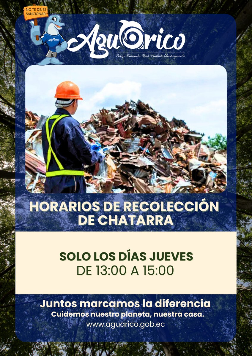 GadAguarico's tweet image. El Gobierno Municipal de Aguarico invita a la ciudadanía a participar en la campaña de recolección de chatarra, con el fin de mantener nuestras comunidades limpias, libres de desechos y cuidar el ambiente.

#AguaricoLimpio #ReciclajeResponsable #JuntosPorElAmbiente