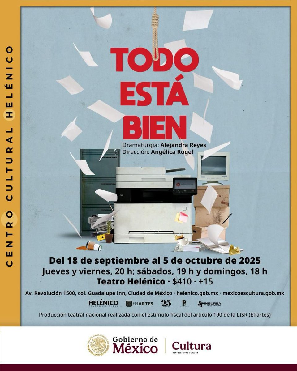Tenemos pases dobles para que asistan a  "Todo Está Bien" HOY 8PM en el <a href="/Helenico/">Centro Cultural Helénico</a>

Únicamente:

🌟Nombre completo 
🌟Like y RT 

Y listo ya estás participando 🎭🎁🎉