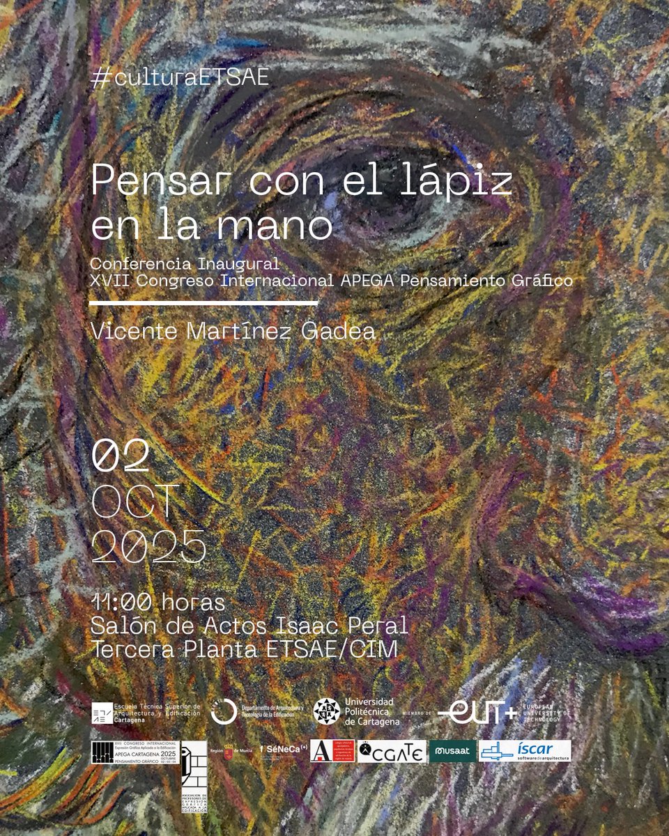 ETSAE Cartagena (@etsae_upct) on Twitter photo Vicente Martinez Gadea
Conferencia inaugural del XVII Congreso Internacional APEGA
La charla versará sobre el pensamiento gráfico y será impartida en el Salón de Actos Isaac Peral de la escuela el 2 de octubre a las 11h.
<a href="/UPCToficial/">Universidad Politécnica de Cartagena | UPCT</a> Vicente Martinez Gadea
Conferencia inaugural del XVII Congreso Internacional APEGA
La charla versará sobre el pensamiento gráfico y será impartida en el Salón de Actos Isaac Peral de la escuela el 2 de octubre a las 11h.
<a href="/UPCToficial/">Universidad Politécnica de Cartagena | UPCT</a>