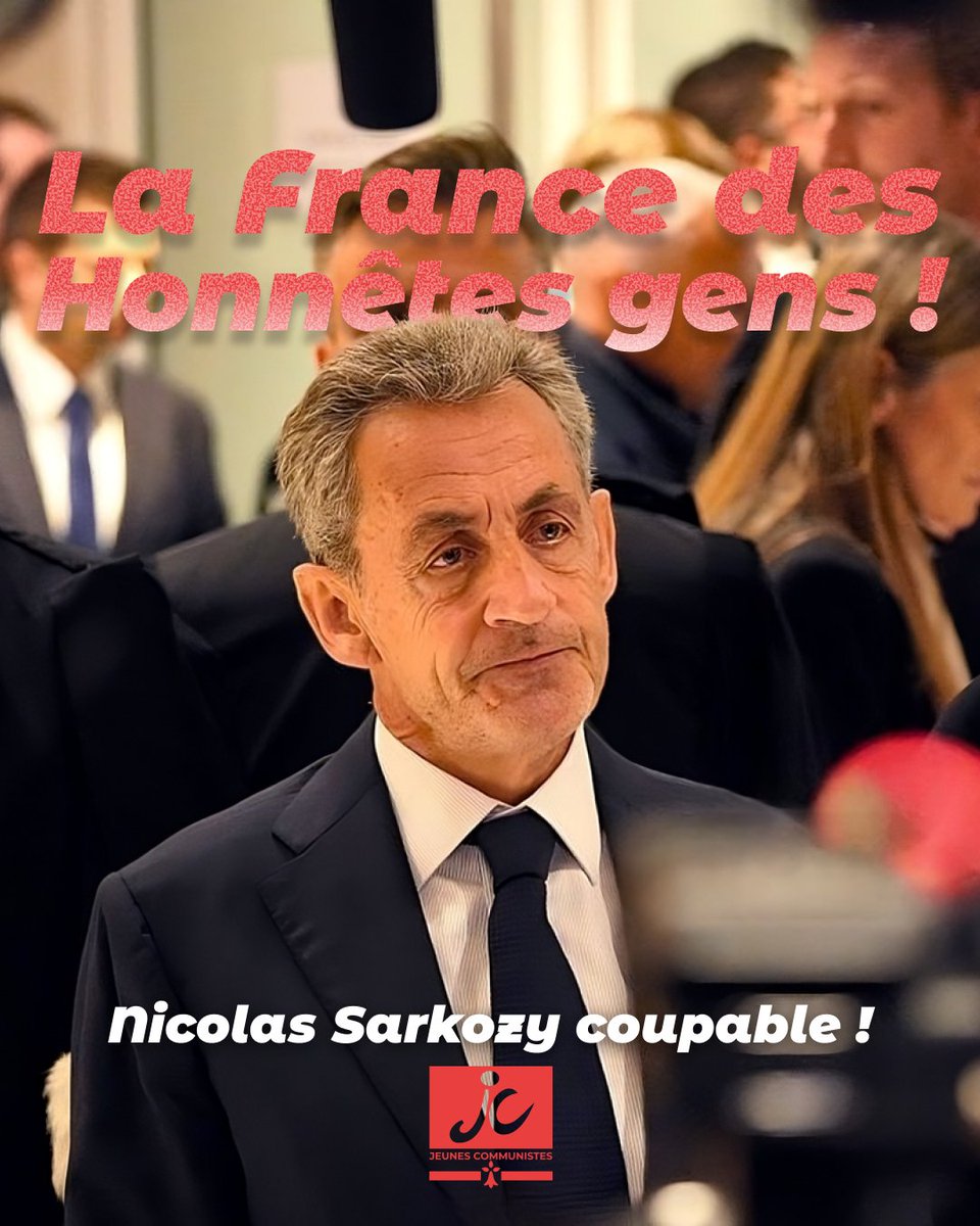 Nicolas Sarkozy reconnu coupable.
➡️ 5 ans de prison
➡️ 100 000 € d’amende
➡️ Inéligible 5 ans

La France des honnêtes gens, comme ils disent.