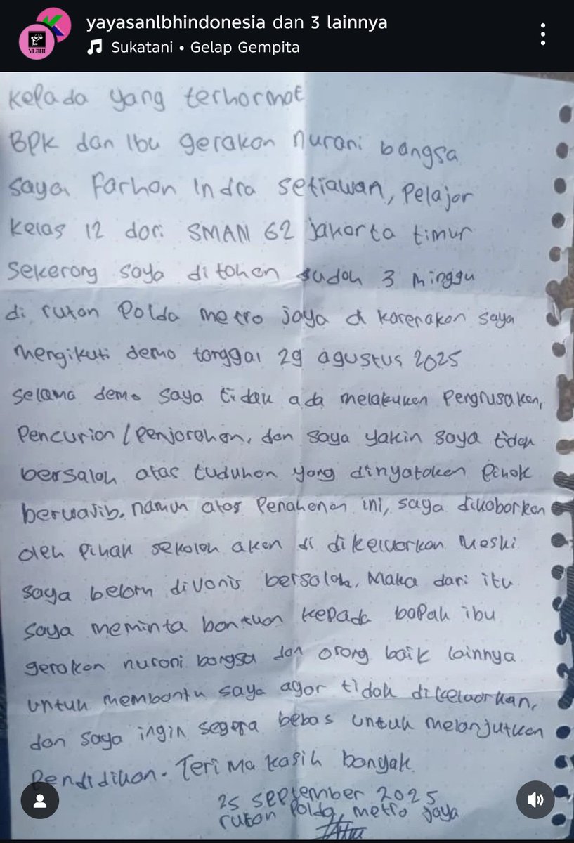 Mudah-mudahan disini ada yang dapat membantu Farhan Indra Setiawan, Pelajar kelas 12 dari SMAN 62 Jakarta Timur.