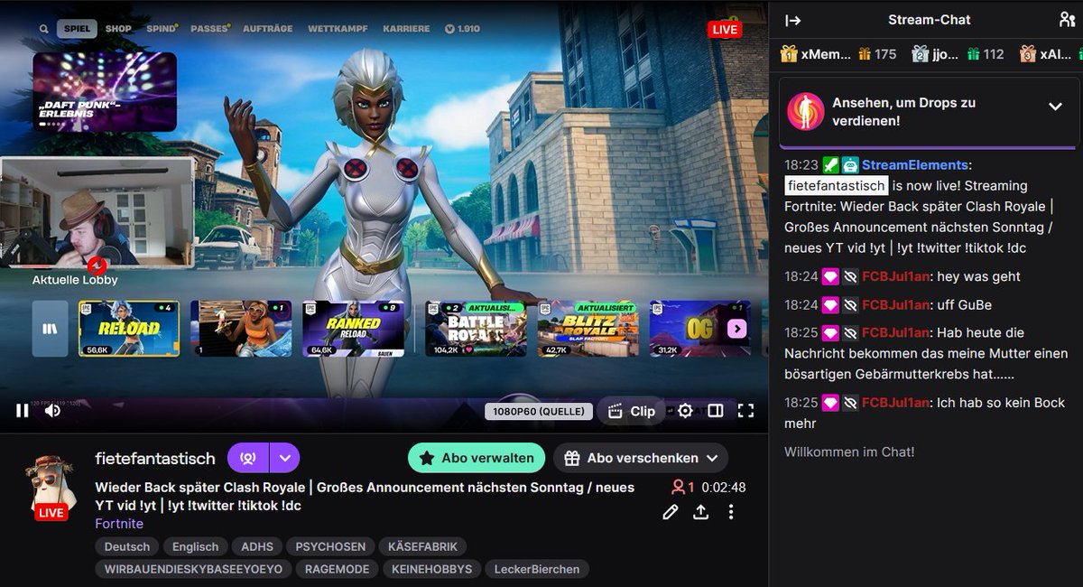 Mal wieder live freundeeee
twitch.tv/fietefantastis…