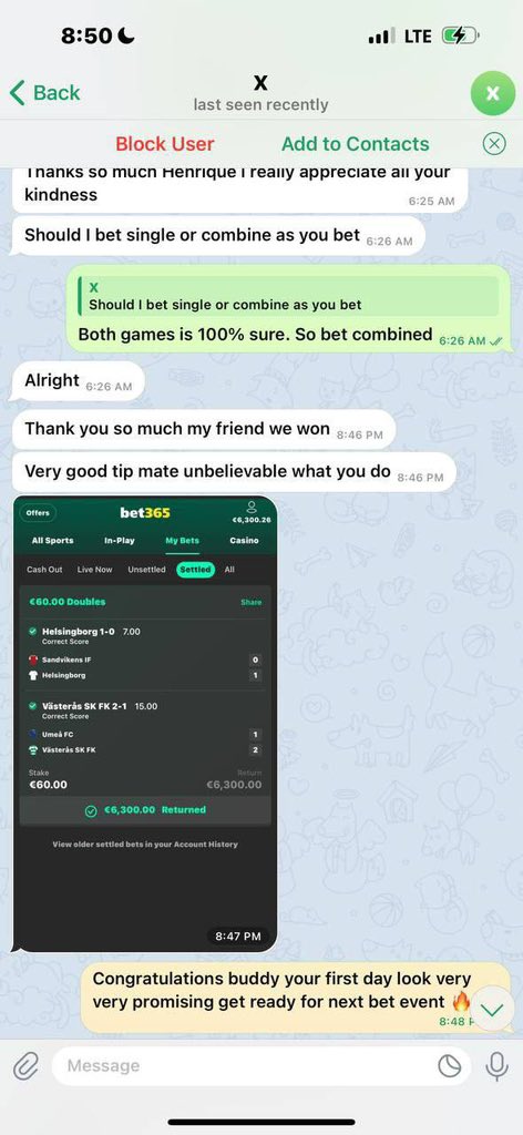 HAPPY CLIENT  🔥❤️✅

👋👍If you can't trust me then you can’t find someone better than me 🎉Congratulations To All Other Clients And Thank You For The Trust all, Play With The Best 🎉🤝

Message me for more details on next fixed t.me/+U3R0zpf2GQhkM…
t.me/+U3R0zpf2GQhkM…