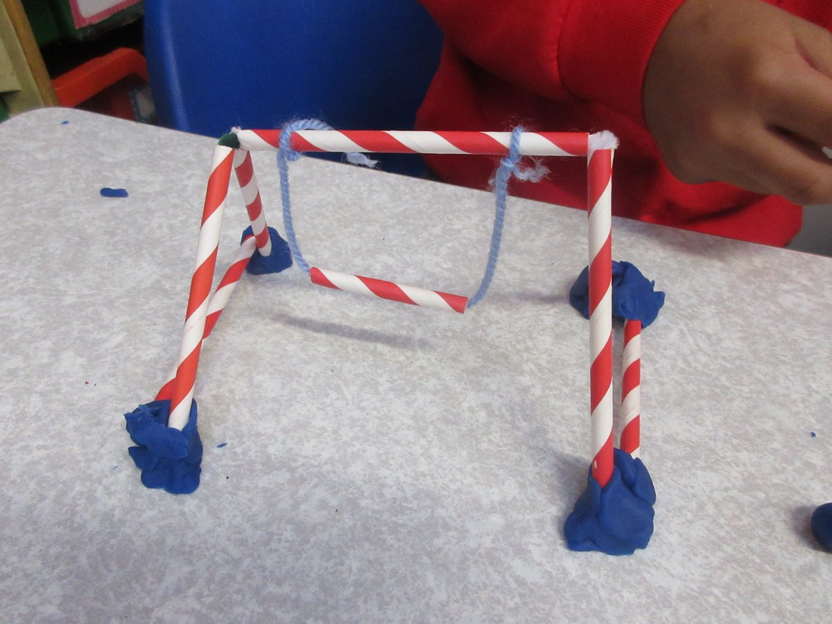 EdwardBethamSch's tweet image. In recent weeks, our Year 2 children have been enthusiastically exploring frame structures in Design and Technology, using straws and pipe cleaners to construct a range of 2D and 3D shapes, including a miniature swing. #year2learning
