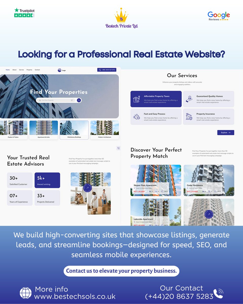 BestechpvtLtd's tweet image. 🏢 Looking for a professional real estate website that drives results?
At Bestech Private Ltd, we design high-converting sites that showcase your listings, generate leads, and streamline bookings.
✨ Let’s elevate your real estate success!
#realestatewebdesign #bestechsolutions