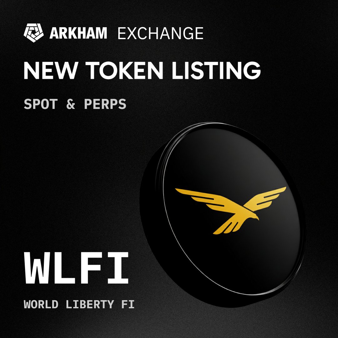 arkham's tweet image. ANNOUNCING NEW EXCHANGE LISTING: WORLD LIBERTY FI

$WLFI is now LIVE for trading on the Arkham Exchange, for both spot and perpetual pairs.