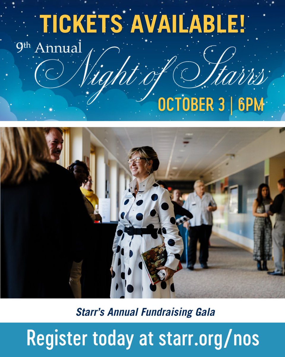 🌟 We’re just ONE week away from Night of Starrs! 🌟

📅 October 3 

⏰ 6 PM 

📍 Starr’s Albion Campus

Don’t miss this unforgettable evening of celebration, connection, and community impact. 

🎟️ Get your tickets today: hubs.ly/Q03L8g160

#DrivenToHeal #NightOfStarrs
