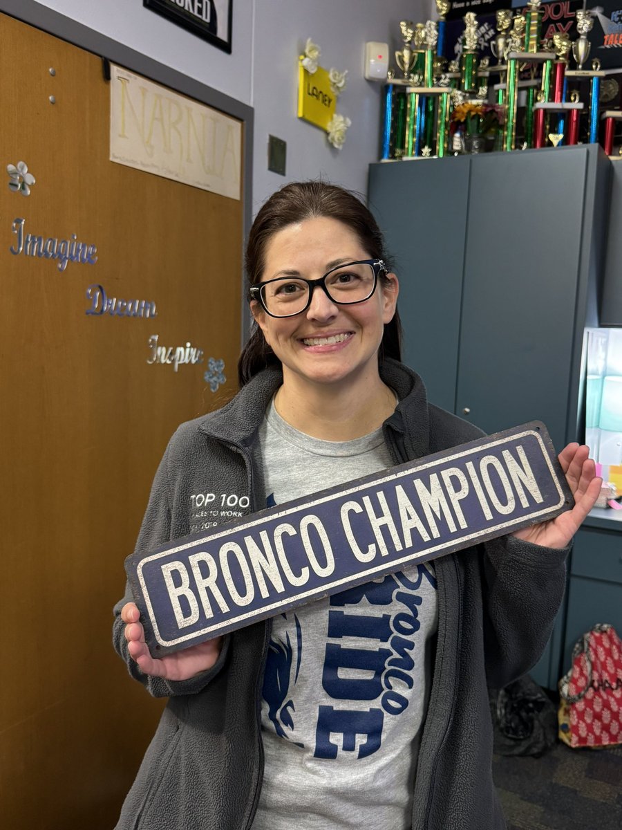 Ms. Laney is no doubt a Bronco Champion! She is an amazing leader, theatre teacher, pep rally guru and awesome team player that makes makes a positive impact daily. 💙💛 <a href="/HeritageBroncos/">Heritage Broncos</a> #BroncoChampion