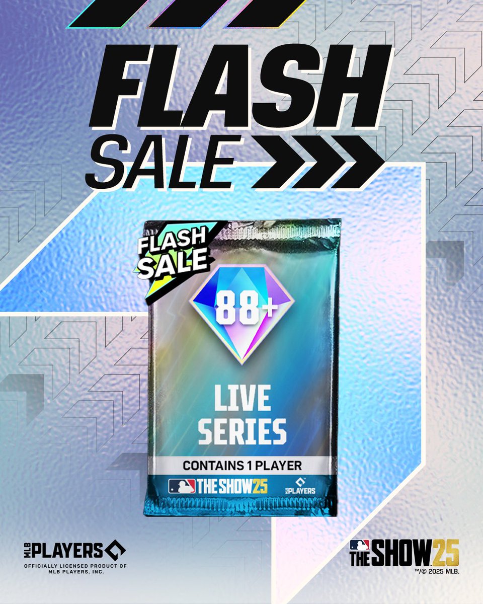 A Flash Sale is starting now!

🏷️Home Run Derby Choice 💎
🏷️Chase Pack Any 1-25 💎
🏷️Chase Choice Player 💎
🏷️Live Series 88+ 💎

 ➡️ mlbthe.show/fJYl ⬅️ 

All 4 packs are available now in the Show Shop for the next 6 hours!

#MLBTheShow