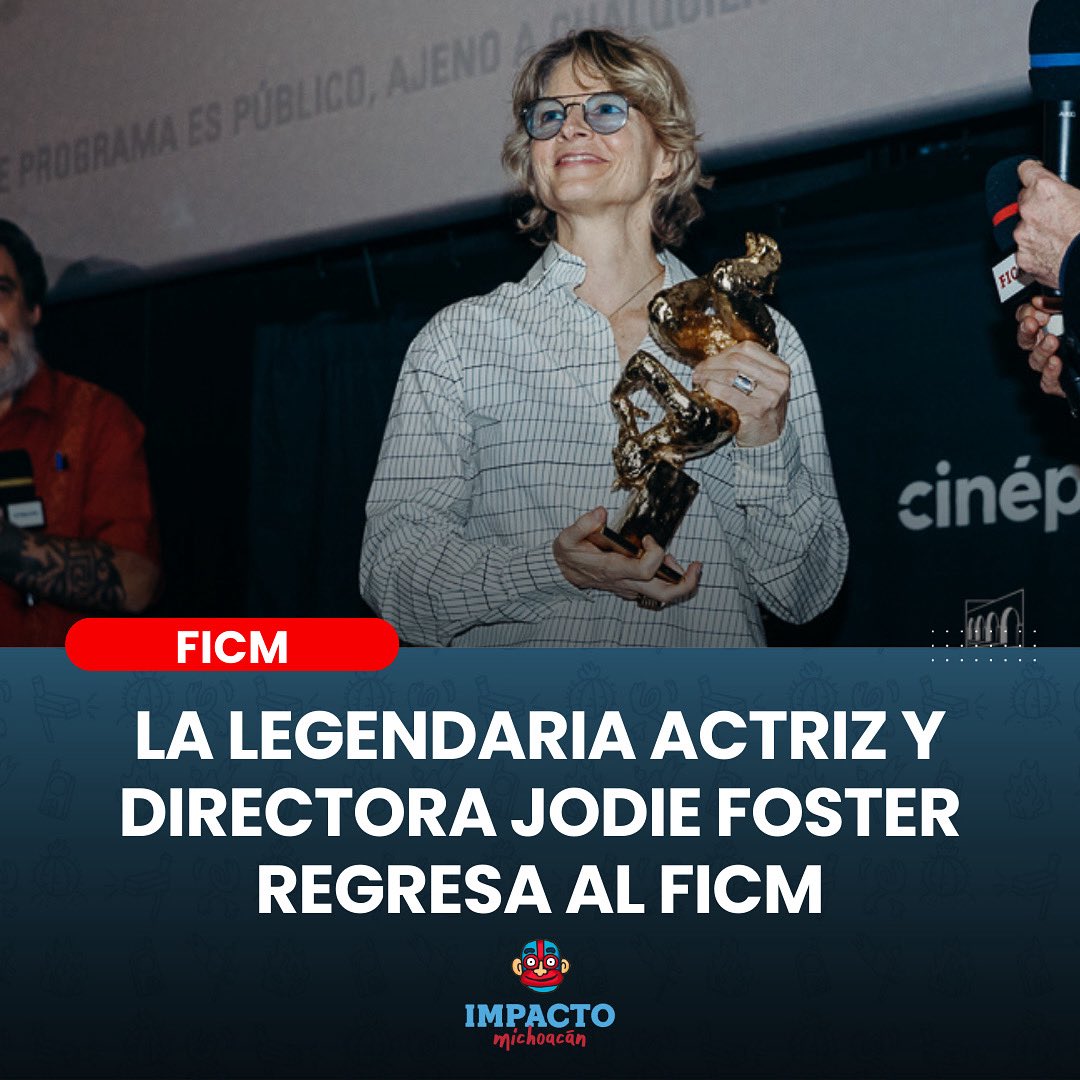 ImpactoMich's tweet image. La aclamada actriz y directora estadounidense, @jodiefosterfp, regresará a la 23a edición del Festival Internacional de Cine de Morelia (@FICM)para presentar Vie privée, película de la directora francesa Rebecca Zlotowski, protagonizada por Foster. 
tinyurl.com/3fbph6t4