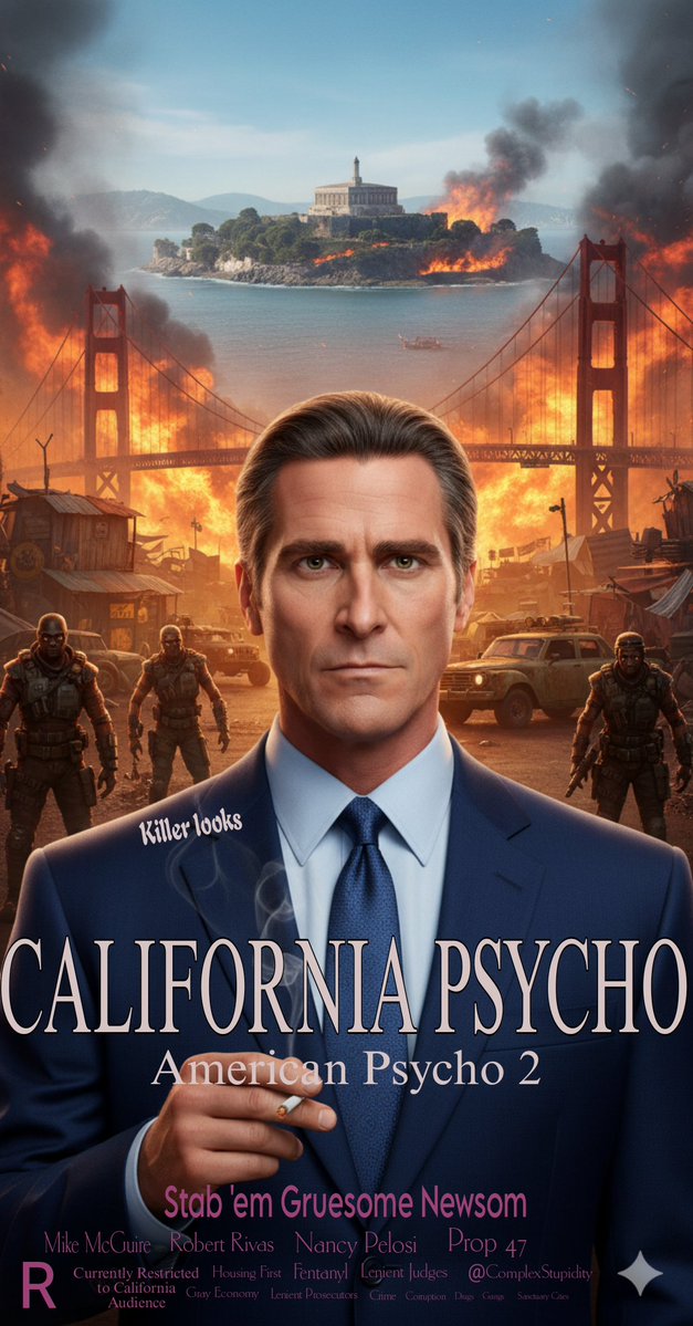 As a Moderate Party (long live the purple dodo 🟣 🦤) 

I must now equally mock Liberals 🫏 (Since I've mocked Banana Republicans 🍌🐘 a bit lately)

Gotta tell you Gavin Newsom is the worst. 

Does this dude purposely look like a serial killer? Ya, he must.

Rolled past Oak town