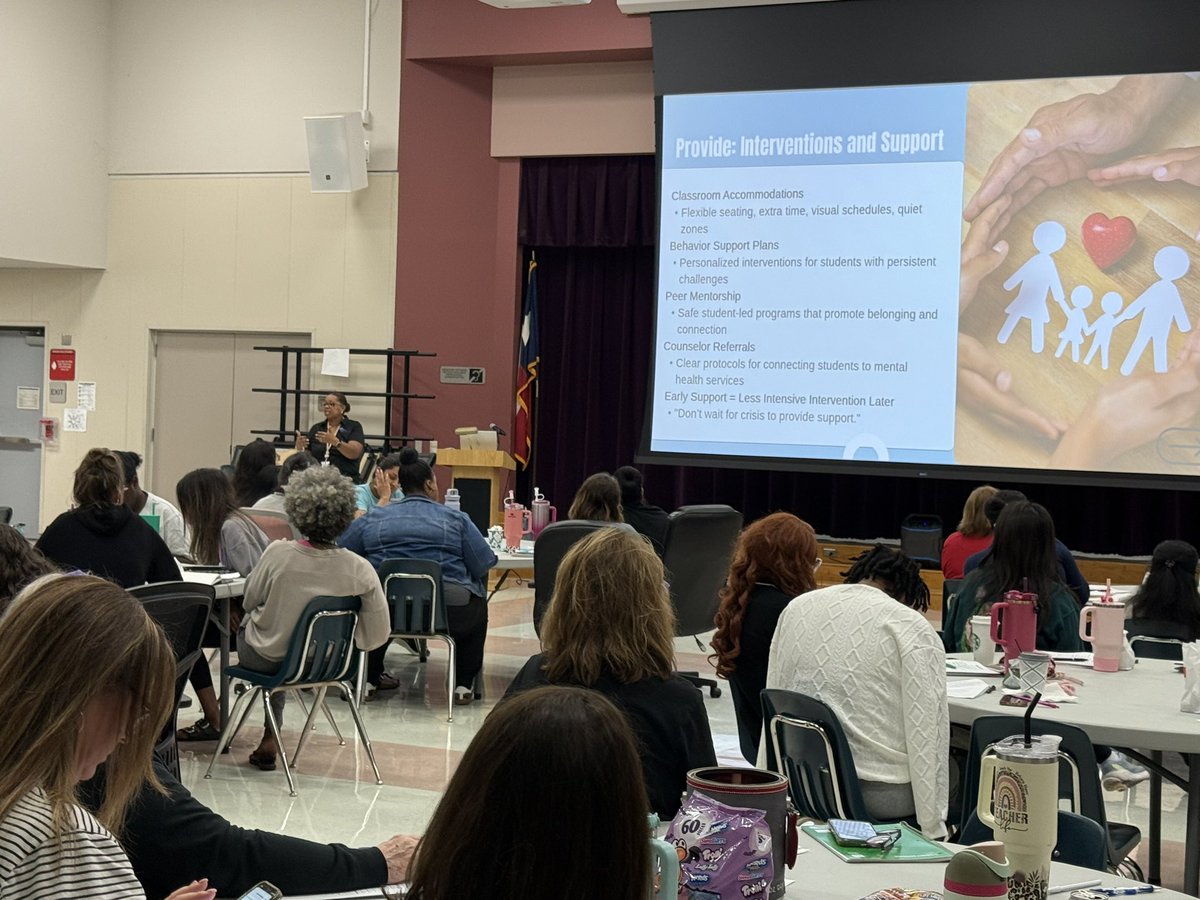 FBISDWholeChild's tweet photo. Sienna Crossing Elementary counselors Ms. Land &amp; Ms. Mayes bringing mental health awareness to their campus team by training all their teachers, administrators, nurses, and paraprofessionals today. HB3 #MentalHealthMatters #FBISDLevelUp #WholeChildHealth https://t.co/ye0VCMYGNG