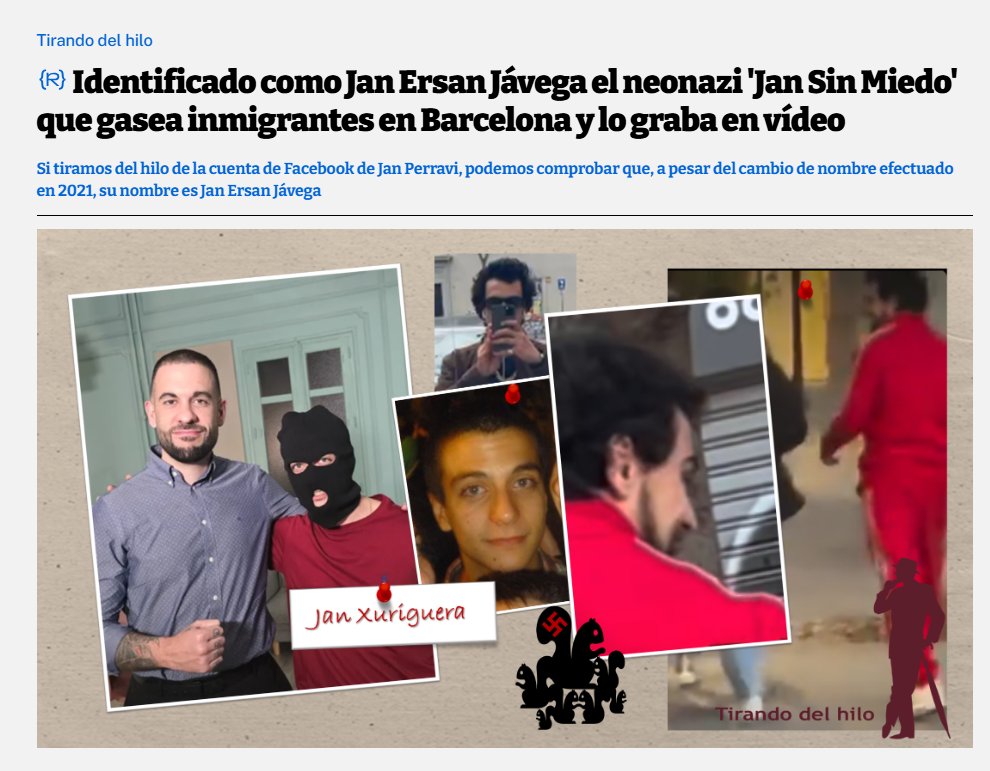😎 El 27 de febrero identificábamos como Jan Ersan Jávega al neonazi 'Jan Sin Miedo' que gasea inmigrantes en Barcelona. Hoy la fiscalía de Barcelona lo denuncia por delitos de odio. Salud, república y todo por la patria. ✊ A llorar, fachas.