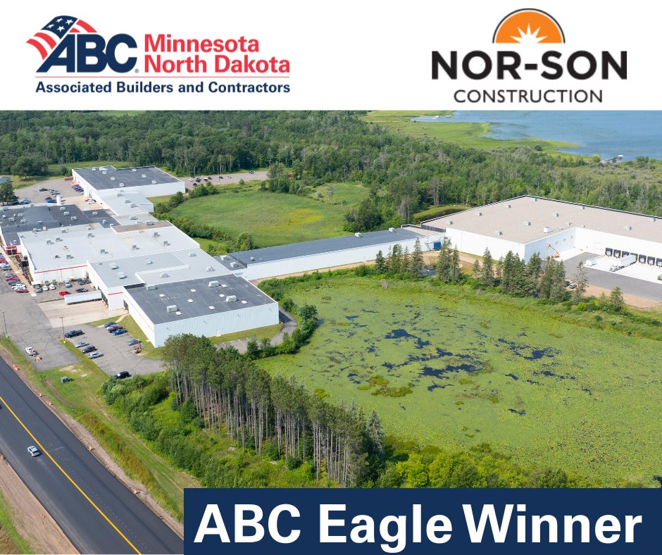 Congrats to Nor-Son Construction for winning the Eagle Award for the Clow Stamping Warehouse Expansion in MN! A project exemplifying precision, scale, performance, and safety excellence. 🛠️ #IndustrialConstruction #ExcellenceInConstruction #ABCMNND #ABCMeritShopProud