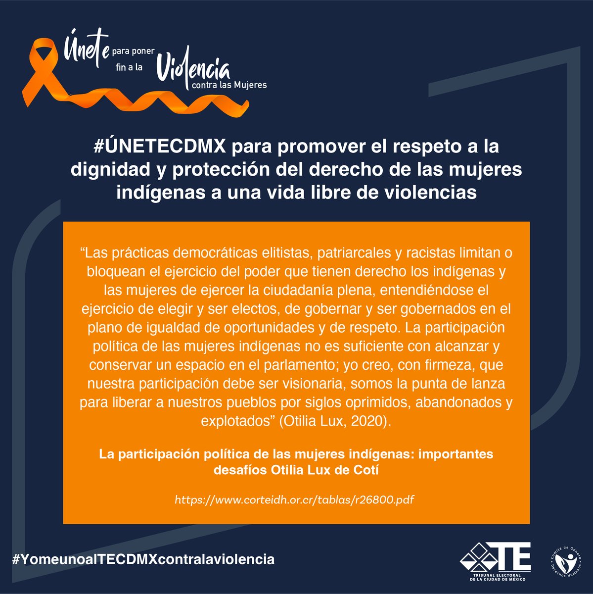 En este Día Naranja #ÚNETECDMX para poner fin a la violencia contra las mujeres y las niñas. 👇