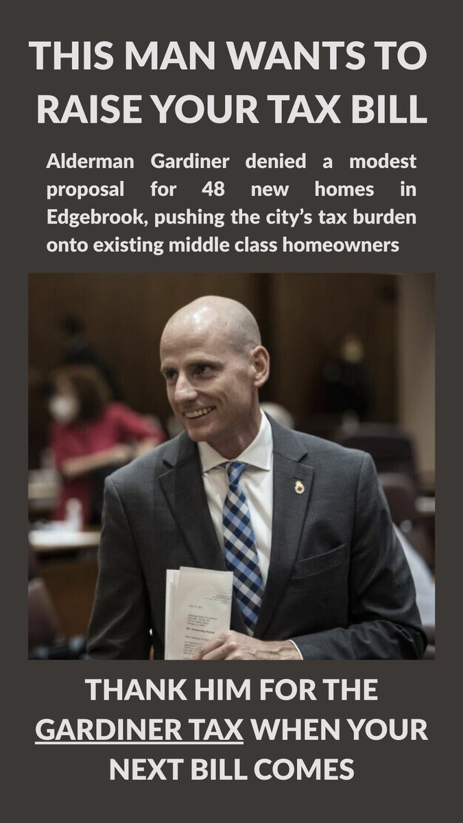 Alderman Gardiner has denied the approval of 48 new apartments next to the Edgebrook Metra station. Across the street from a forest preserve.

It's no wonder why property taxes are climbing, transit ridership is stalling, and our parks are filling up with tents