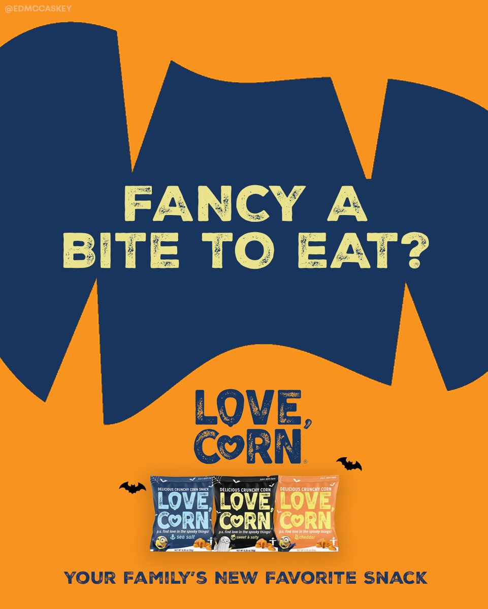 One Minute Brief of the Day: Create posters that show why <a href="/lovecorn_snacks/">LOVE CORN</a>
is the ultimate feel-good treat of Halloween with their delicious taste, simple ingredients, bold flavour, and unbeatable crunch. #LoveCornHalloween
<a href="/OneMinuteBriefs/">One Minute Briefs ⏱️</a>