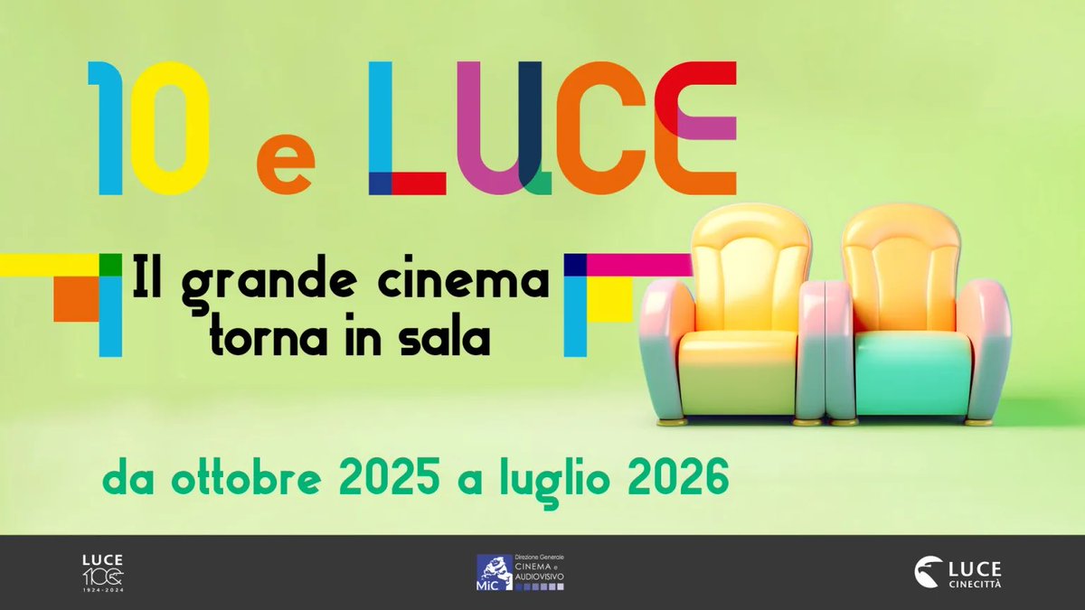 Da ottobre, 10 perle del cinema italiano tornano in sala per celebrare i 100 anni dell’Istituto Luce con #10eLUCE.
Scopri il calendario e le sale aderenti 👇
 cinecitta.com/2025/09/10-e-l…