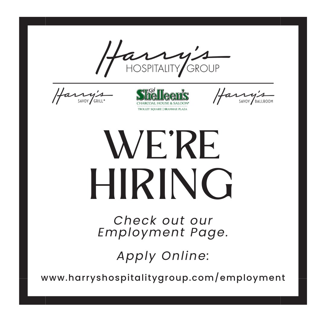 In the light of recent restaurant closures in DE &amp; PA, our hearts go out to the many affected. We're happy to share that we are continuing to grow &amp; hire. We'd be happy to meet you! Apply online: harryshospitalitygroup.com/employment/

#wereallinthistogether #werehiring #harryshospitalitygroup