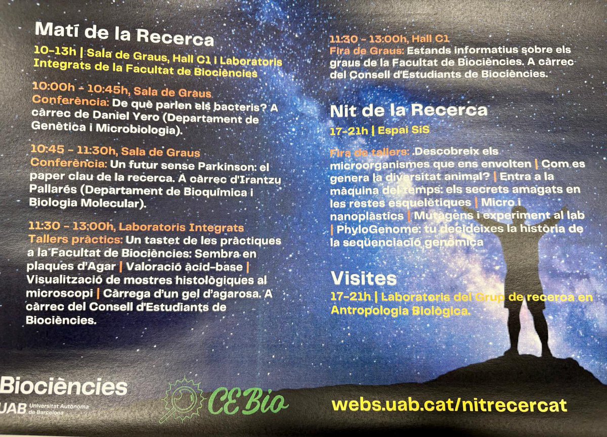 🧠🔬 En el marc dels Matins i la Nit de la Recerca de la <a href="/UABBarcelona/">Universitat Autònoma de Barcelona</a>, hem parlat de com la ciència bàsica és essencial per innovar en noves teràpies contra malalties neurodegeneratives com el Parkinson. La recerca és el primer pas cap a la cura. #RecercaUAB #Parkinson #Ciència