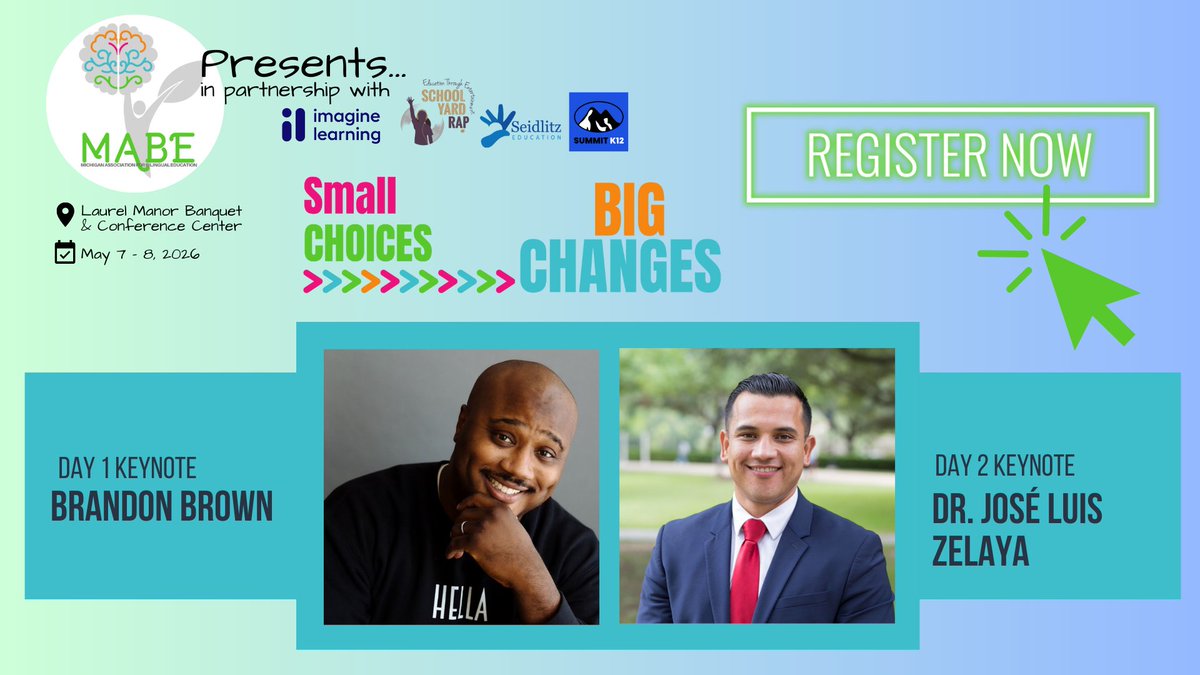Small Choices. Big Changes. ✨ Registration is now open for Michigan’s largest multilingual education conference—join 700+ educators this May! 👉 mabemi.connect.space/mabe-2026-smal…