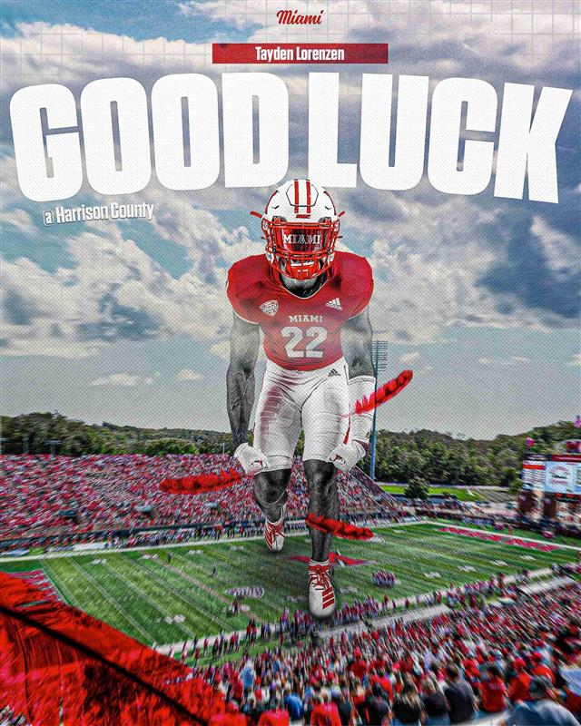 Tayden lorenzen (@taydenlorenzen2) on Twitter photo Thanks to <a href="/MiamiOHFootball/">Miami Football</a> for showing some love this week! Cant wait to get on campus for a Redhawks game! Thanks to <a href="/MiamiOHFootball/">Miami Football</a> for showing some love this week! Cant wait to get on campus for a Redhawks game!