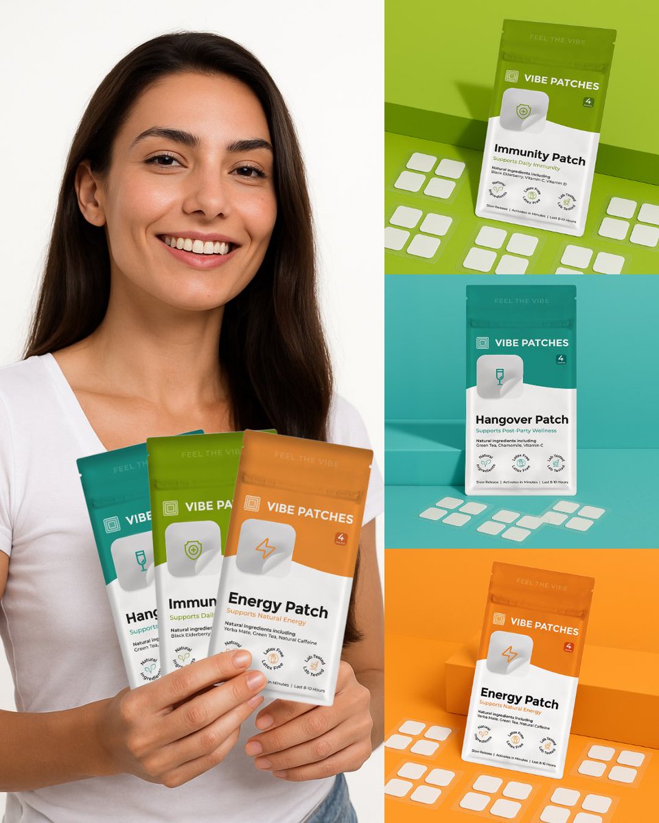 VibePatches's tweet image. ⚡Stronger days. Smoother recovery🛡️
Late nights, travel, cold season, the Defense + Recovery Bundle has your back:
⚡ Energy for vitality
🛡 Immunity for defense
💫 Hangover relief
Plant-based. 8–10 hrs. Peel. Stick. Thrive.
#VibePatches #FeelTheVibe #WellnessPatch #TopicalPatch