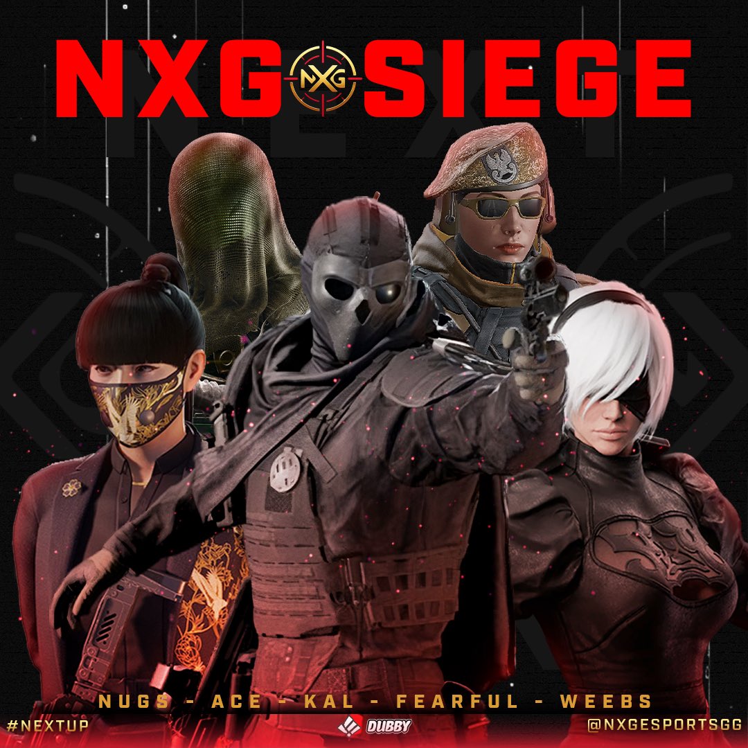 A new announcement just dropped!!! Introducing our Siege Gold roster!! Please give them a warm welcome!!

<a href="/iitskal/">NXG Kal</a> 
<a href="/Weebs_R6/">Weebs</a> 
<a href="/AceeeR6/">Ace</a> 
<a href="/Nugs4k/">Nugs</a> 
<a href="/FearfulR6s/">Fearful</a> 

🧠 <a href="/yuhnter/">hunter</a> 

#NEXTUP #NEXTGENERATION