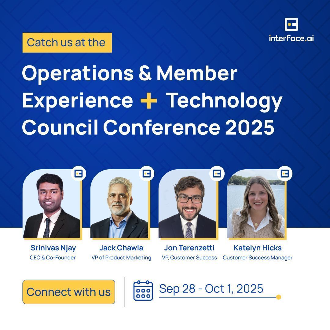 interfaceAI's tweet image. 🔥Transforming member experience with AI Agents
Join us at #CUNAOME2025 in Phoenix, Sept 28 - Oct 1!
📍Visit Booth #404 for live demos.
💥Don’t miss our Speed Round demo on Sept 29.
👉Book a meeting: interface.ai/events/ome-cou…
#CUNAOME2025 #AmericasCreditUnions #CreditUnions
