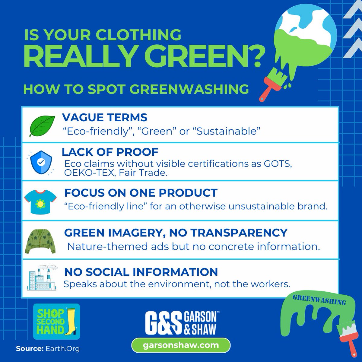 💡 Greenwashing = when a brand makes itself look more eco-friendly than it really is. 🌱✨
Want to know if your favorite brand is truly green — or just greenwashing? 
Check out our few tips on how to spot the difference. 👀💚

#Greenwashing #GarsonShaw