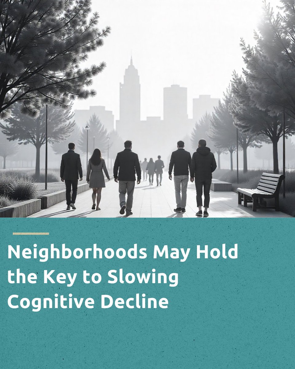 mciandbeyond's tweet image. New study finds that neighborhoods play a critical role in brain health: living in walkable, green, and well-connected environments with access to public transit, parks, and blue/green spaces is linked to slower CD.
mciandbeyond.org

#BrainHealth #CognitiveAging