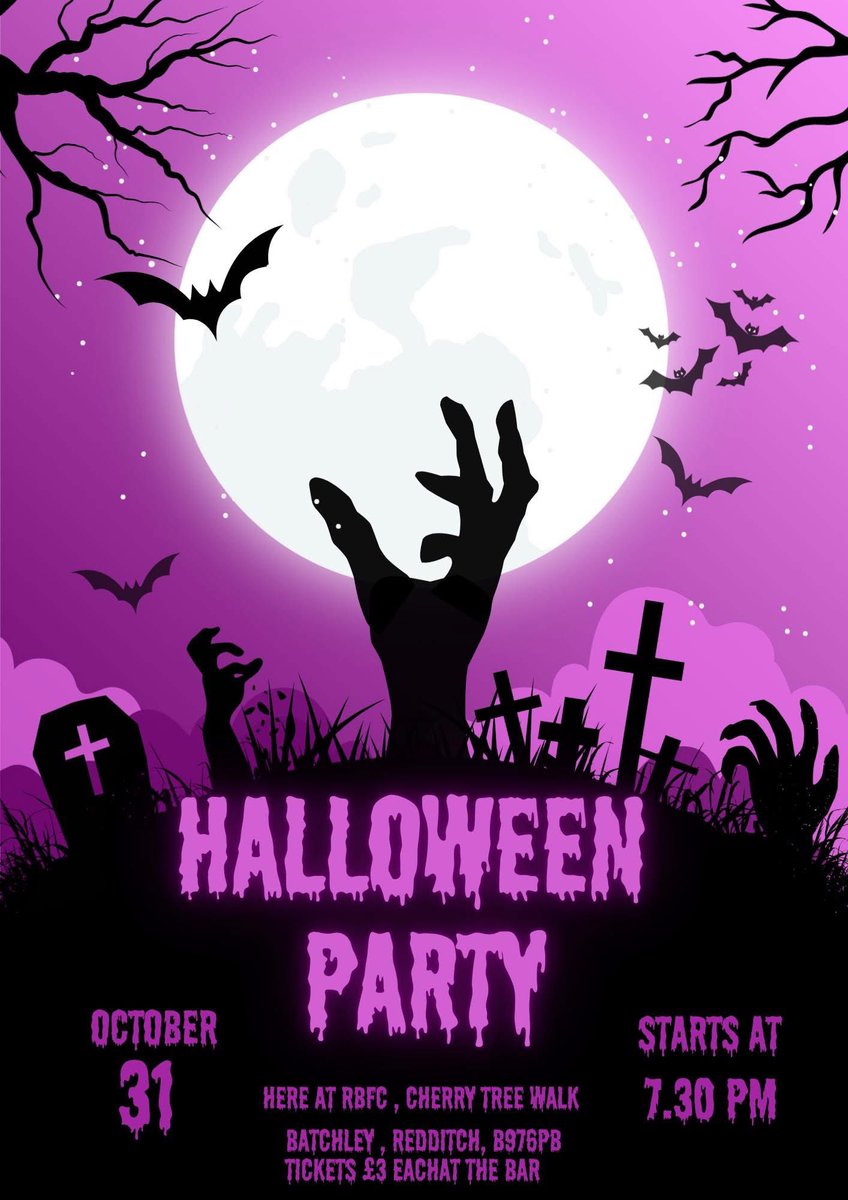 Redditch Borough’s annual Halloween Party.

October 31st 
7pm start 
Tickets £3 (available behind the bar

#UTB #Halloween