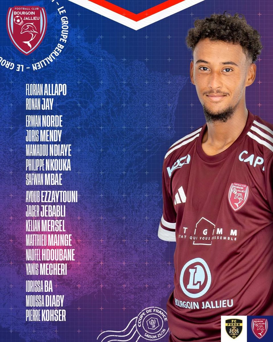 👀 Les 16 Berjalliens convoqués pour ce 4e tour ! 🐬⚔️

⚔️ FC du Foron
🏆 4e tour de Coupe de France
🗓️ Sam. 27 Septembre | ⌚️19h00
📍Stade Jean Moenne
📲 Live et Insides sur nos réseaux 

#GRANDIRENSEMBLE✍️