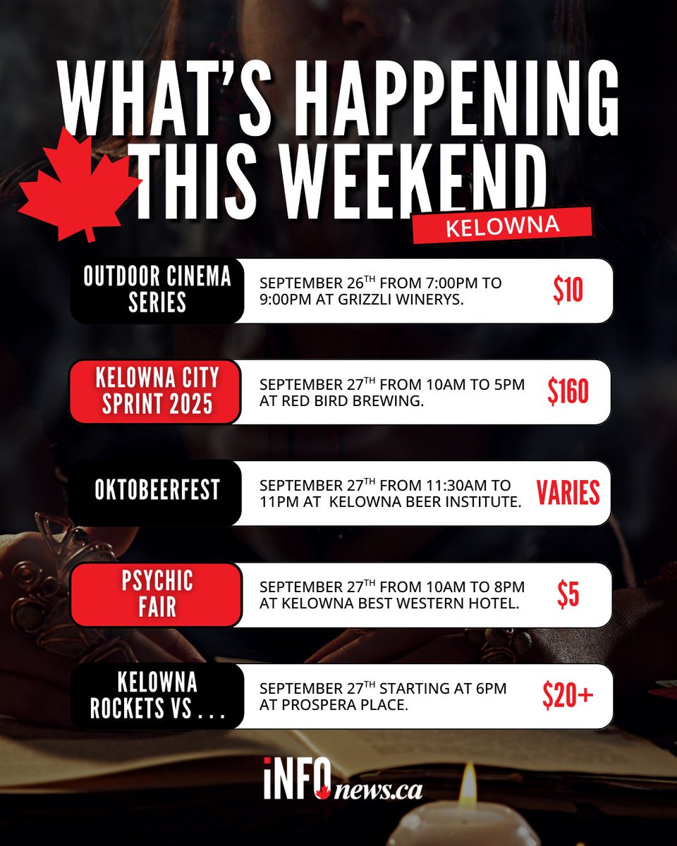 infonewskelowna's tweet image. What are you looking forward to the most this weekend? 🤔

#localevents #localnews #kelowna